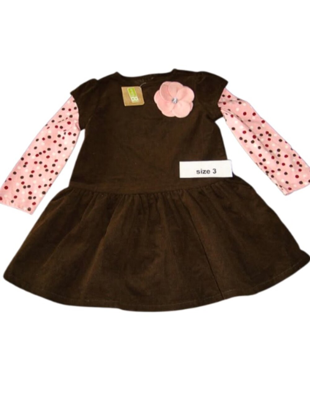 NEW Crazy 8 corduroy brown pink dress with flowers size 3